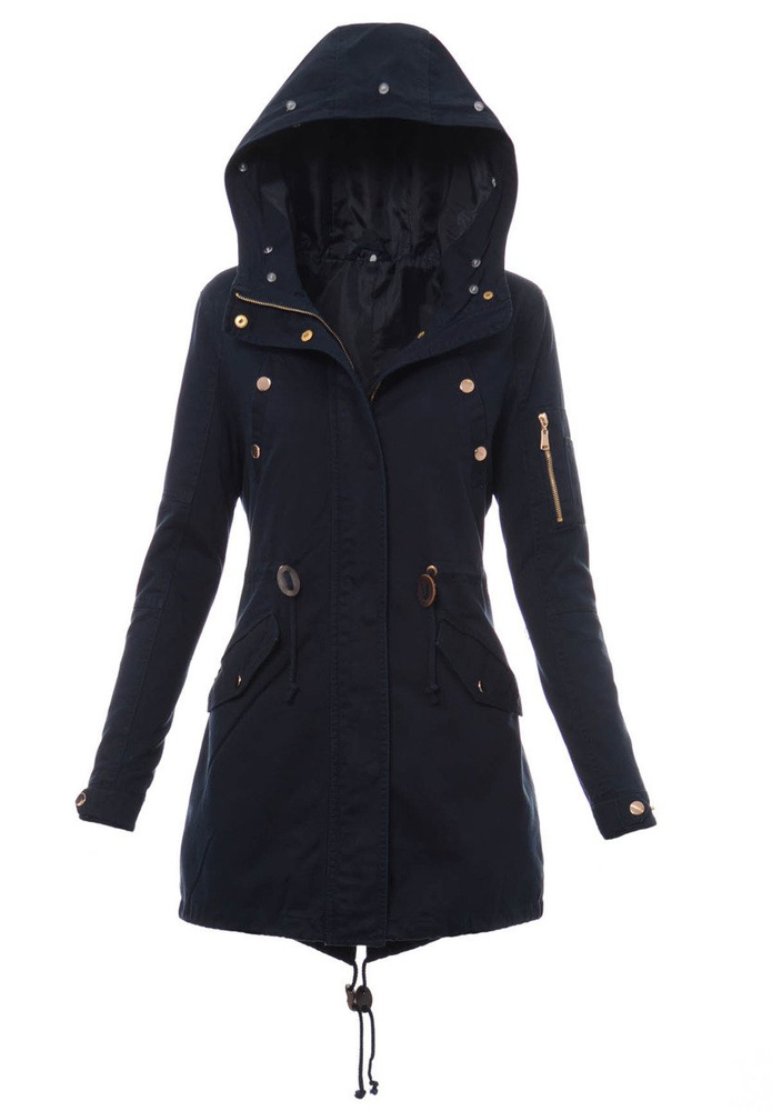 Damska Kurtka Parka Zimowa 2w1 Mila Granatowa Z Białym Futerkiem