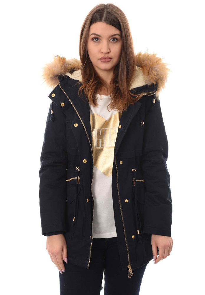 Piękna Damska Kurtka Parka Granatowa