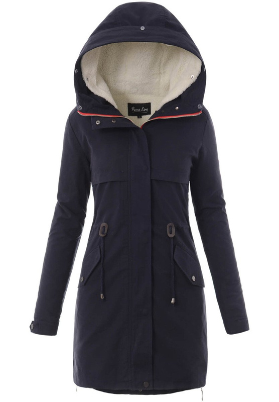 Damska Kurtka Parka Zimowa 2w1 Granatowa