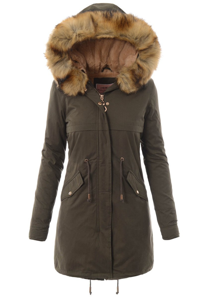 Damska Kurtka Parka Zimowa 2w1 Zielona