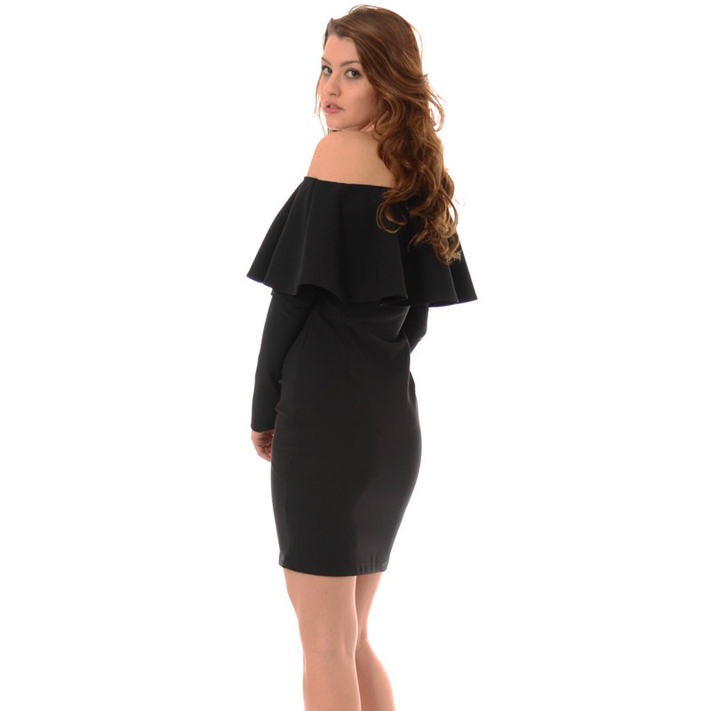 Damska Sukienka z Falbaną Evita Czarna