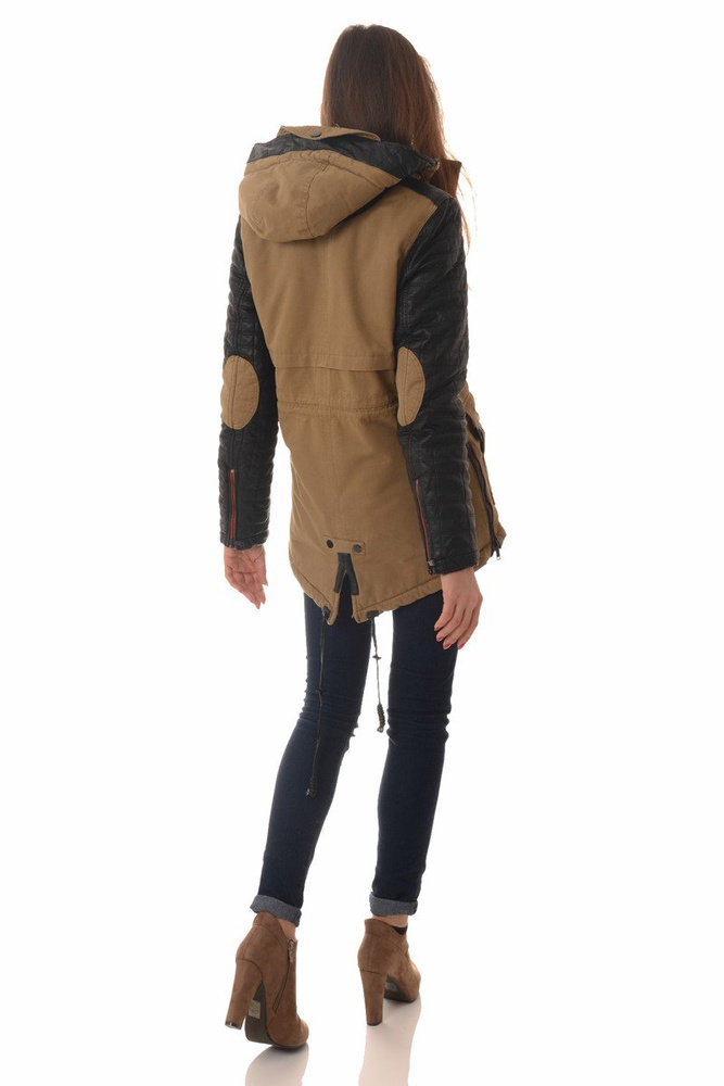 Damska Zimowa Parka Kurtka Beżowa (292)