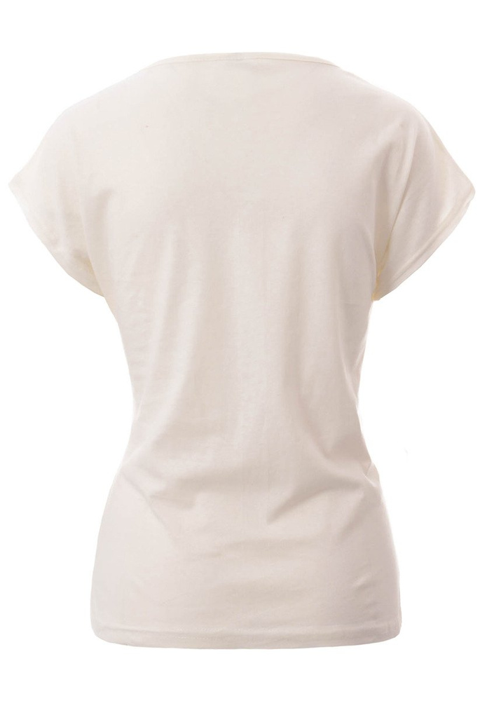 Damska Koszulka Krótki Rękaw T-Shirt Nadruk Queen Ecru