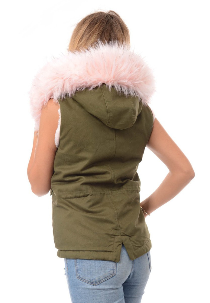 Damska Kamizelka Bezrękawnik Ilona Zielono Różowy