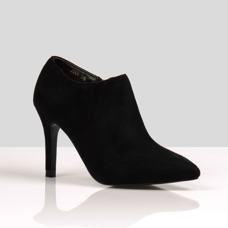 Botki Na Obcasie Szpic Gładkie Czarne