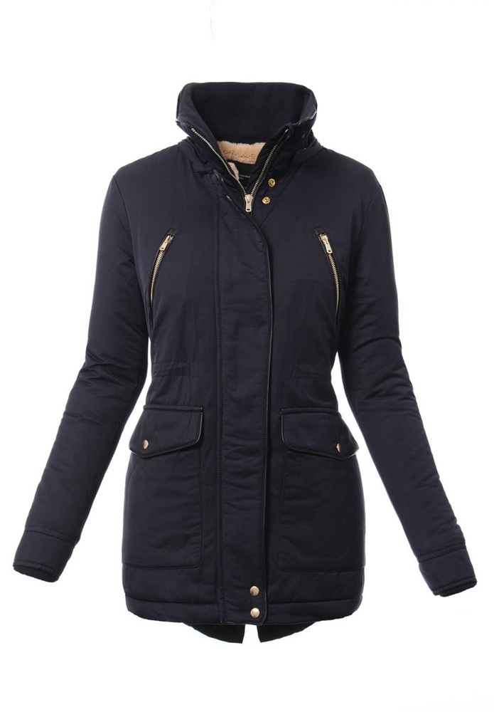 Damska Kurtka Parka Ortalionowa Zimowa Granatowa