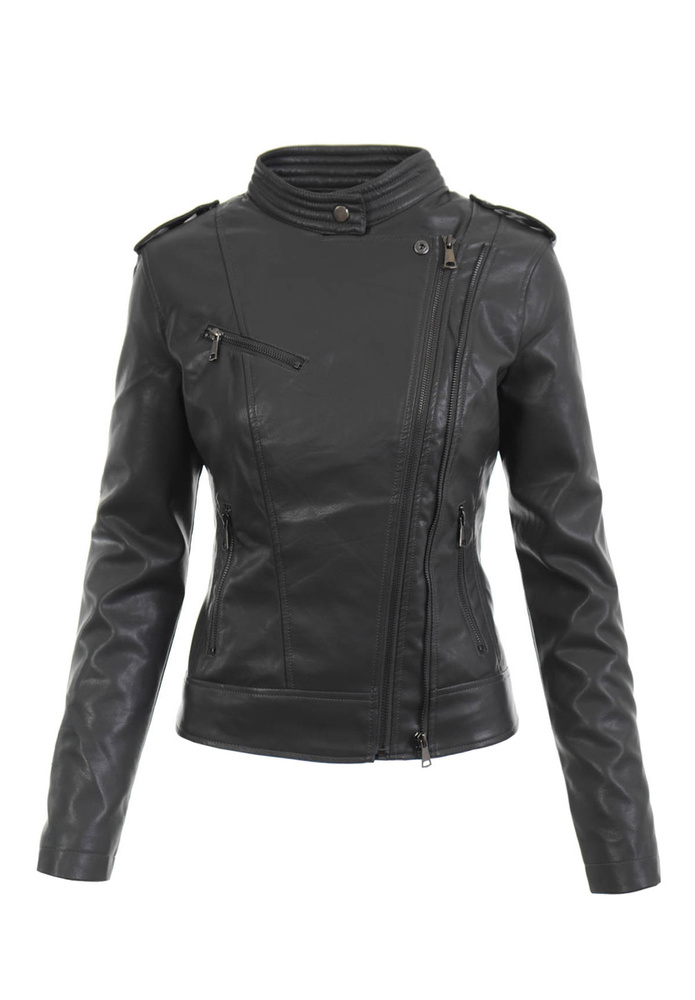 Damska Kurtka Ramoneska Emilia Grafitowa