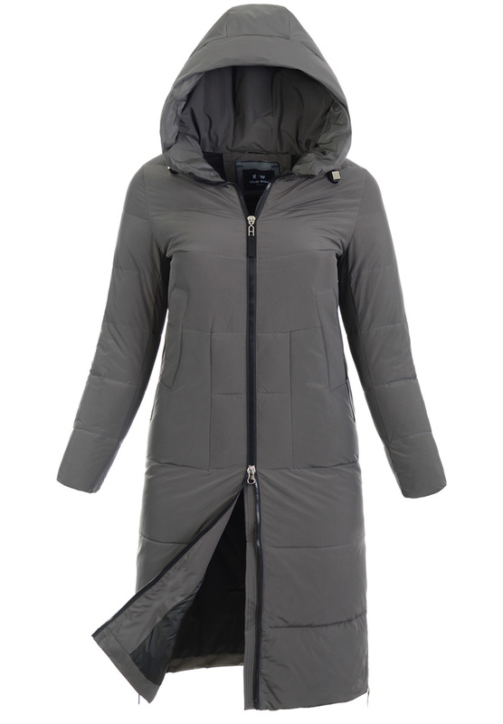 Damska Kurtka Pikowana Długa Florencja Szara