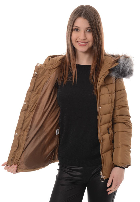 Damska Zimowa Kurtka Ortalionowa Brązowa