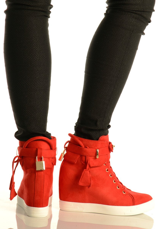 Damskie Botki Sneakersy Lora Czerwone