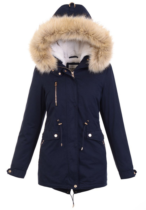 Damska Parka 2w1 Ciemno Granatowa