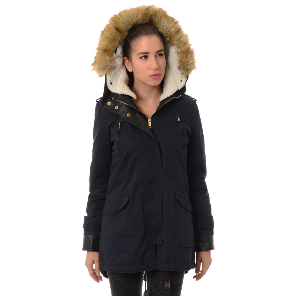 Damska Parka Kurtka Zimowa 2w1 Granat