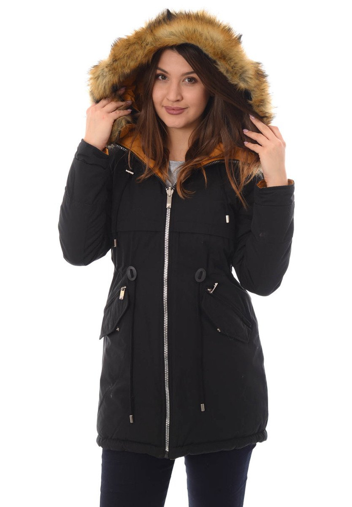 Damska Dwustronna Zimowa Kurtka Ortalionowa Molly Czarna