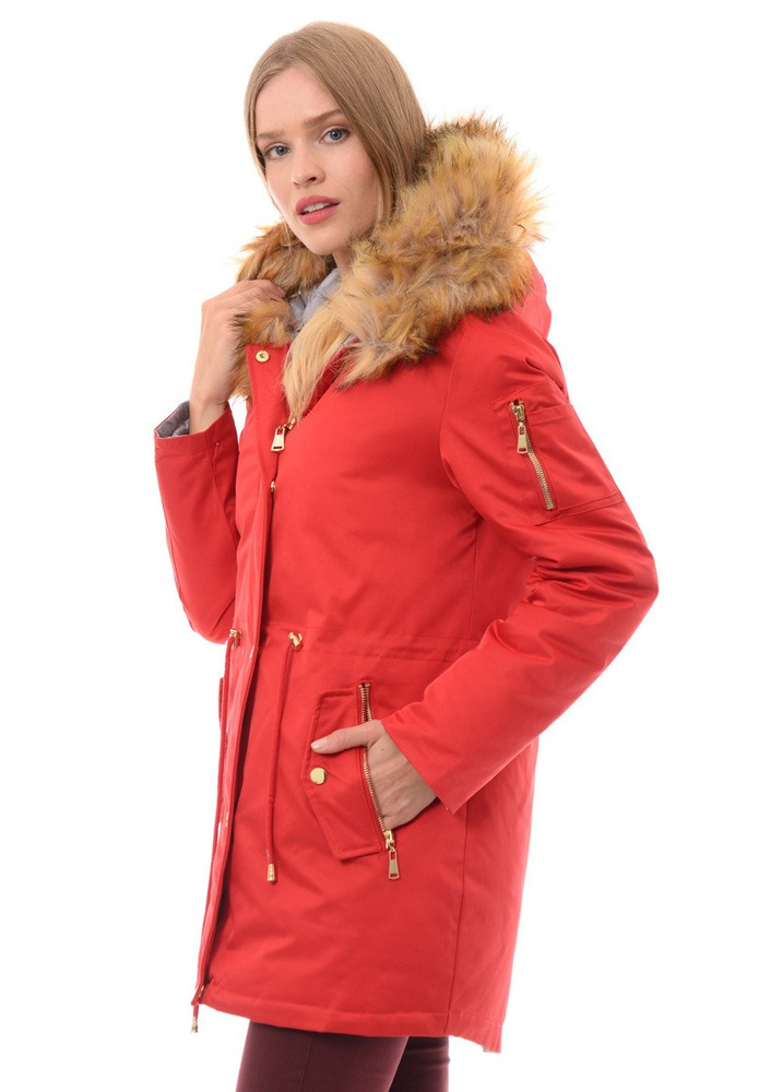 Dwustronna Zimowa Kurtka Martyna Czerwono Szara