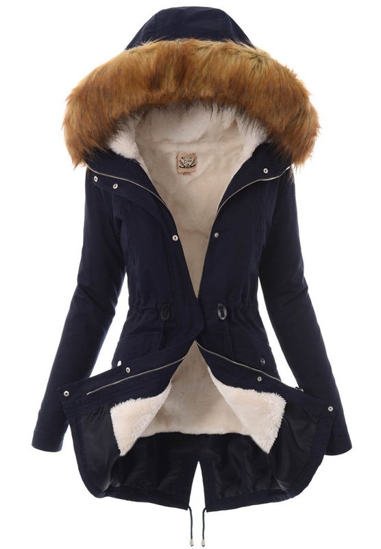 Damska Kurtka Parka Zimowa 2w1 Granatowa