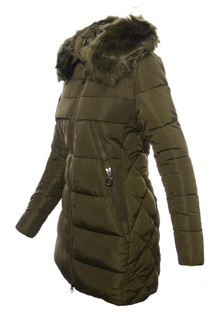 Damska Długa Zimowa Kurtka Ortalionowa Elena Zielona