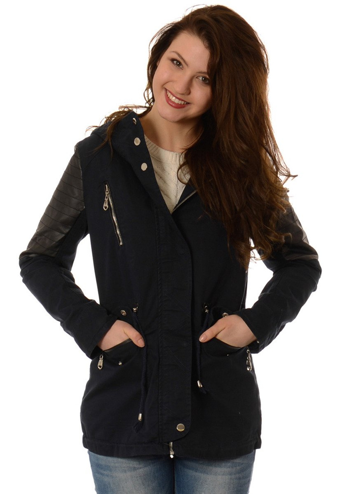 Damska Kurtka Parka Przejściowa Clarisse Granatowa