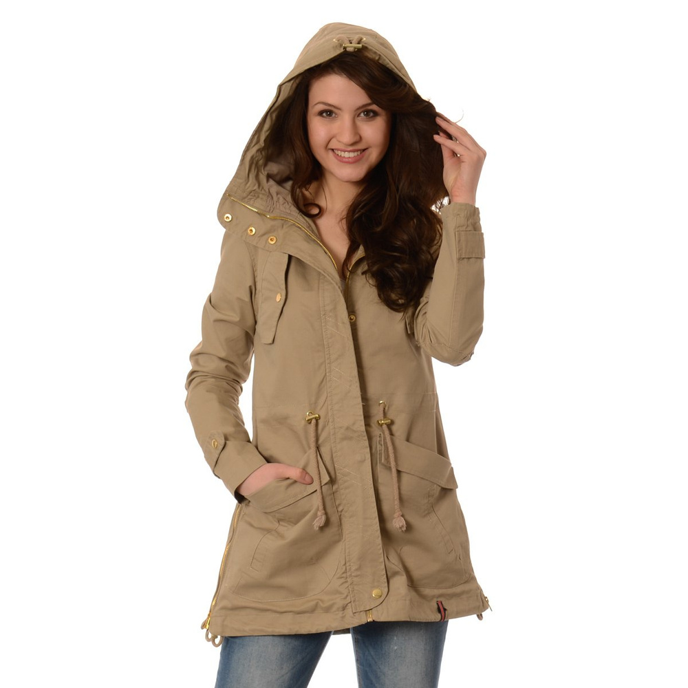 Damska Wiosenna Parka Beżowa