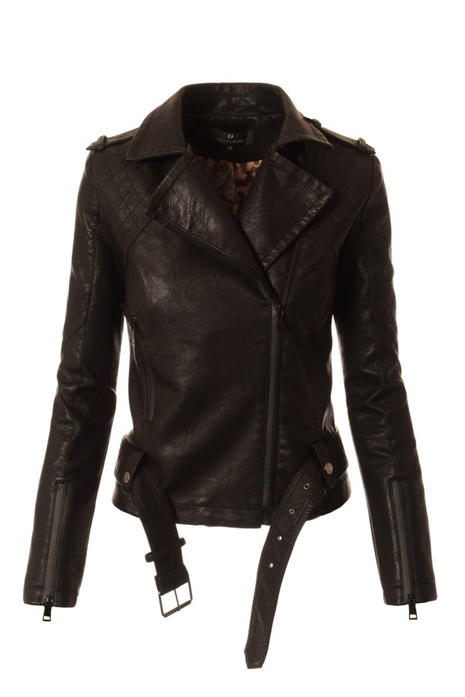 Damska Kurtka Skórzana Ramoneska Suzana Czarna