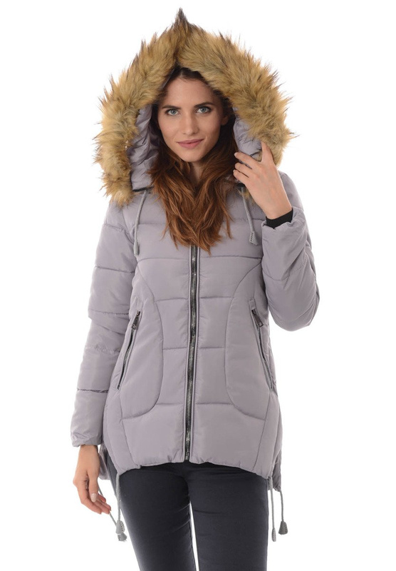 Damska Zimowa Ortalionowa Kurtka Pamela Szara
