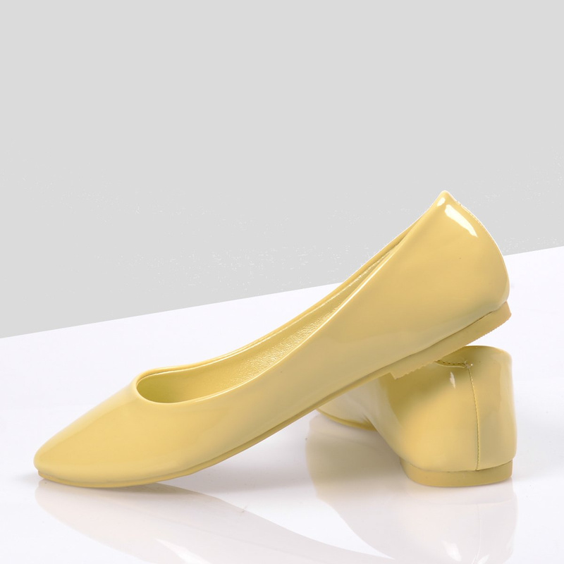 Damskie Buty Baleriny Pastelowe Clarisse Żółte