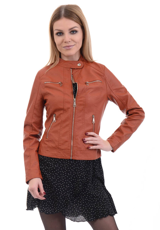 Damska Kurtka Ramoneska Klarisa Ceglana