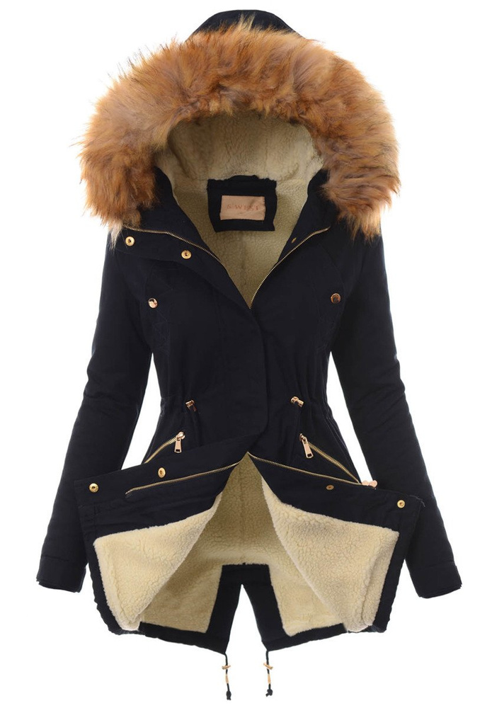 Damska Bawełniana Zimowa Kurtka Parka Flawia Granatowa