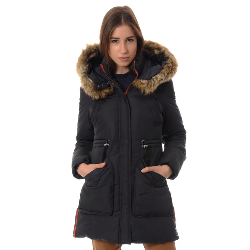 Damska Zimowa Kurtka Płaszczyk Granatowa