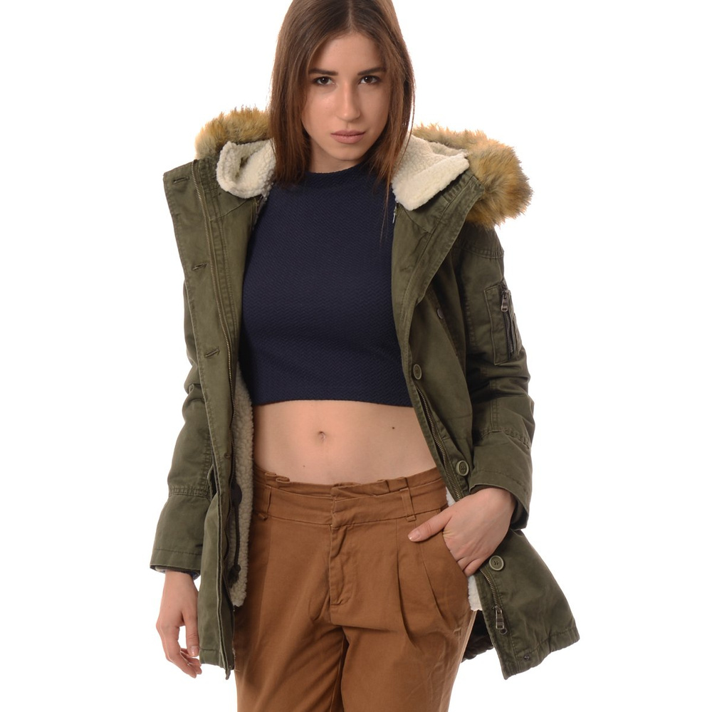 Damska Parka Kurtka Zimowa 2w1 Zielona