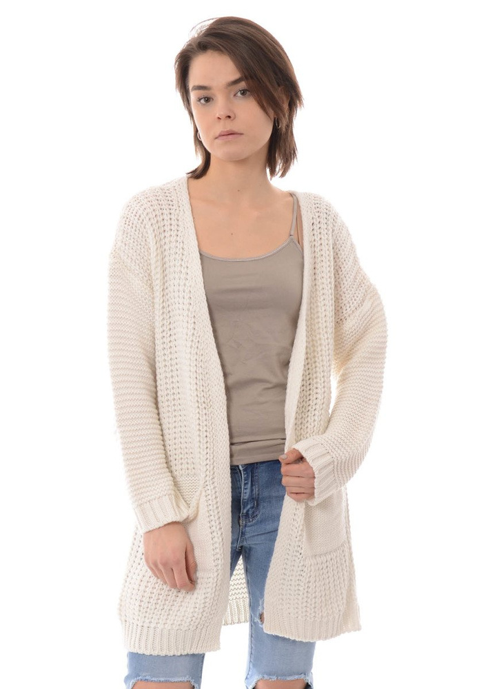 Damski Kardigan Sweterek Oversize Ecru