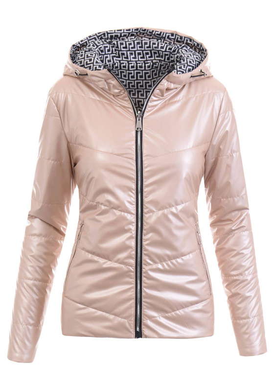 Damska Wiosenna Kurtka Dwustronna Iwona Perłowo Beżowa