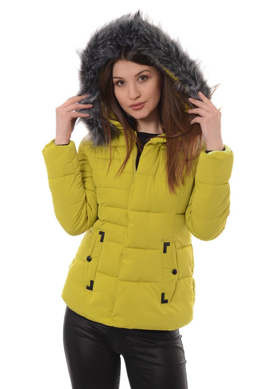  Damska Zimowa Kurtka Ortalionowa Żółta