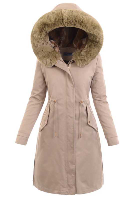 Damska Kurtka Zimowa Parka 2w1 Magdalena Beżowa