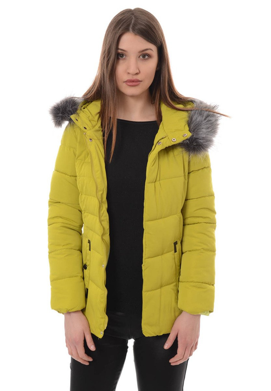  Damska Zimowa Kurtka Ortalionowa Żółta