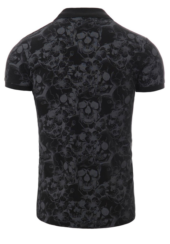 Męska Koszulka Polo Nadruk Czaszki Czarna