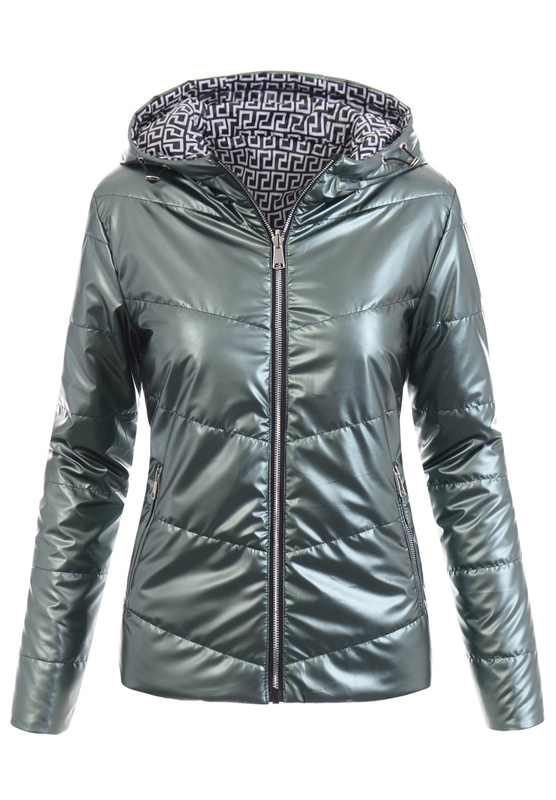 Damska Wiosenna Kurtka Dwustronna Iwona Zielona