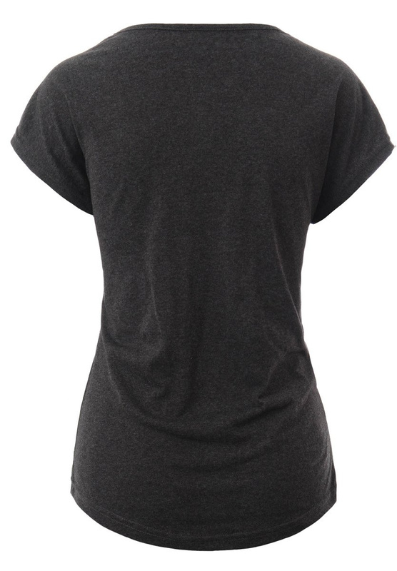 Damska Koszulka Krótki Rękaw T-Shirt Nadruk Flamingi Ciemno Szara