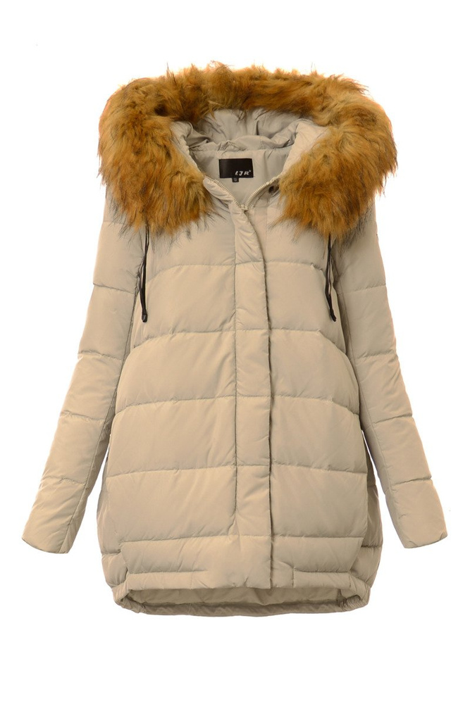 Puchowa Damska Kurtka Zimowa Ginny Szaro Pistacjowa