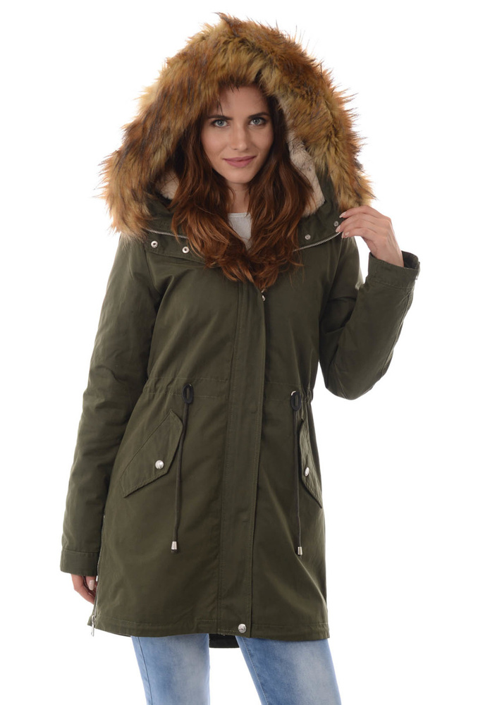 Damska Kurtka Parka Zimowa 2w1 Zielona