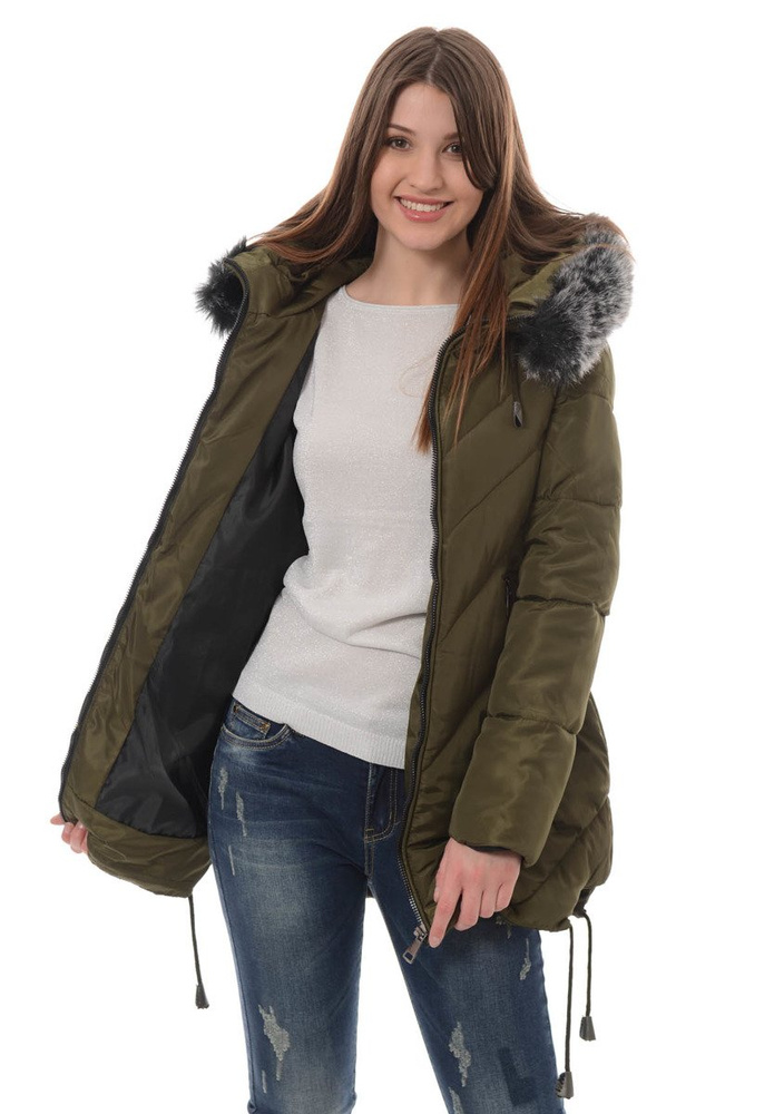 Damska Zimowa Kurtka Ortalionowa Lucyna Zielona