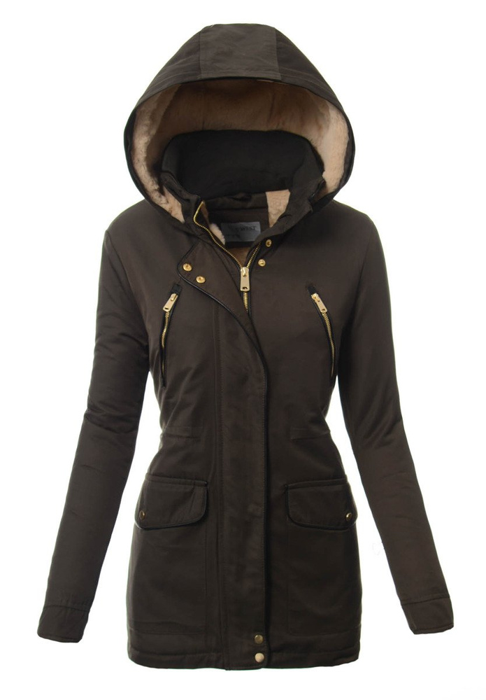 Damska Kurtka Parka Ortalionowa Zimowa Zielona