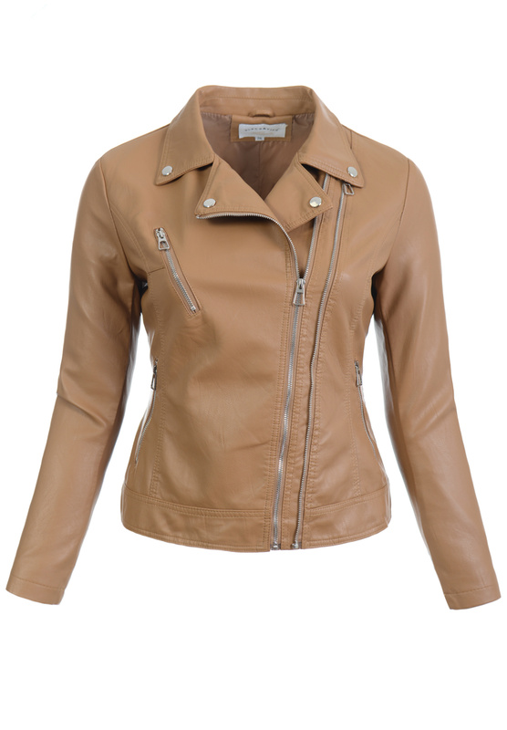 Damska Kurtka Ramoneska Alana Jasno Brązowa