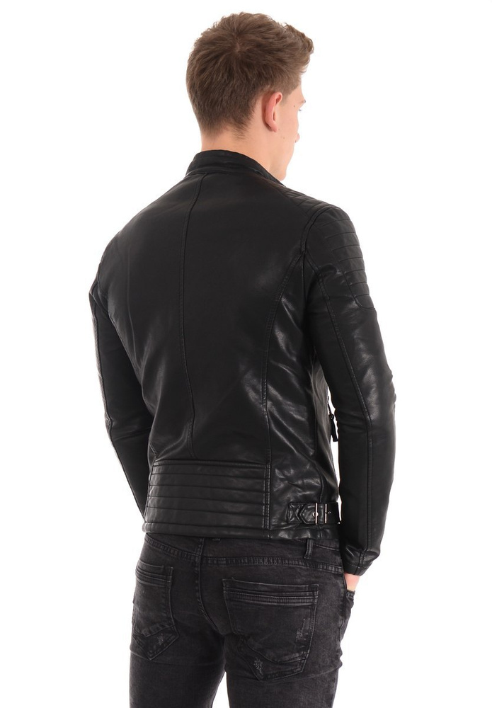 Męska Kurtka Skórzana Czarna