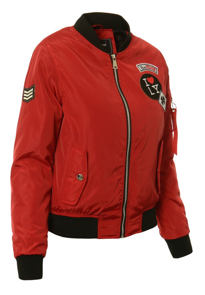 Damska Jesienna Kurtka Bomberka Elif Czerwona