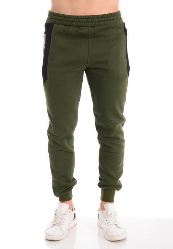 Męskie Spodnie Dresowe Bawełniane Khaki
