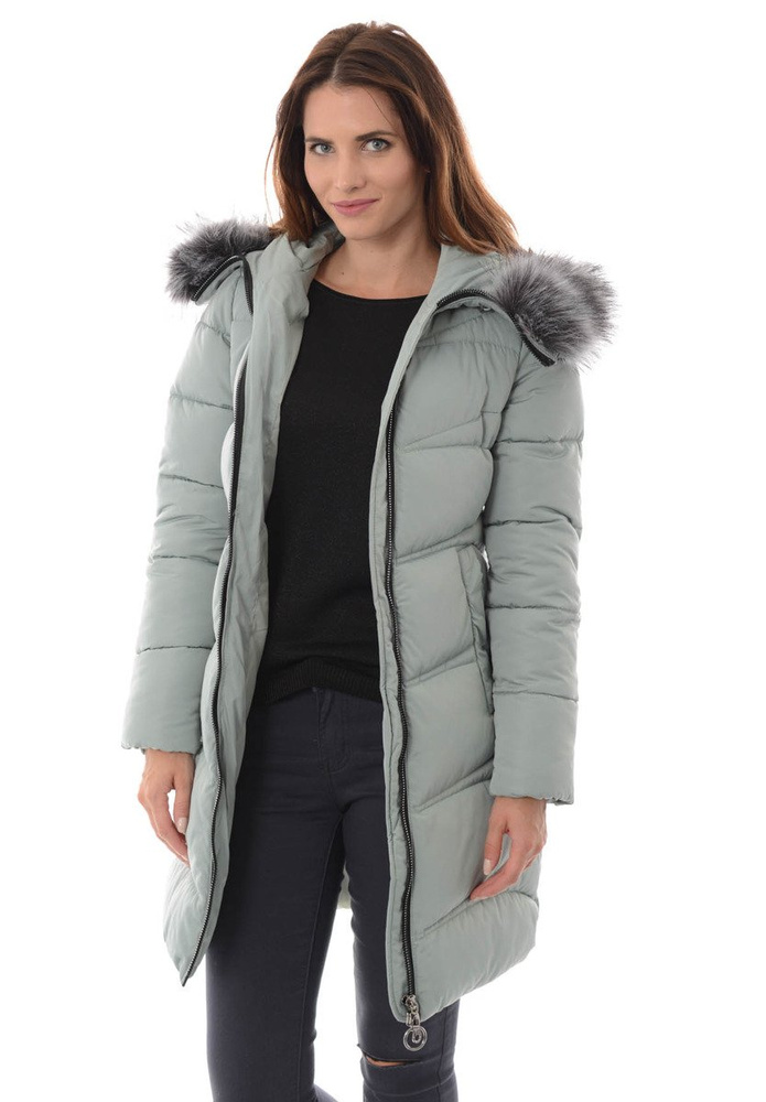 Damska Zimowa Kurtka Ortalionowa Klementyna Miętowa