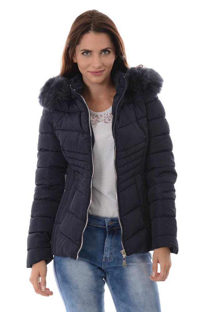 Damska Zimowa Kurtka Ortalionowa Granatowa