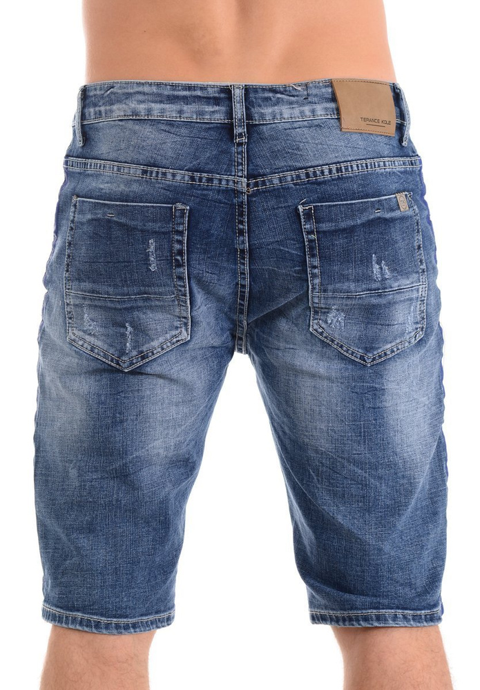 Męskie Spodenki Jeansowe Granatowe