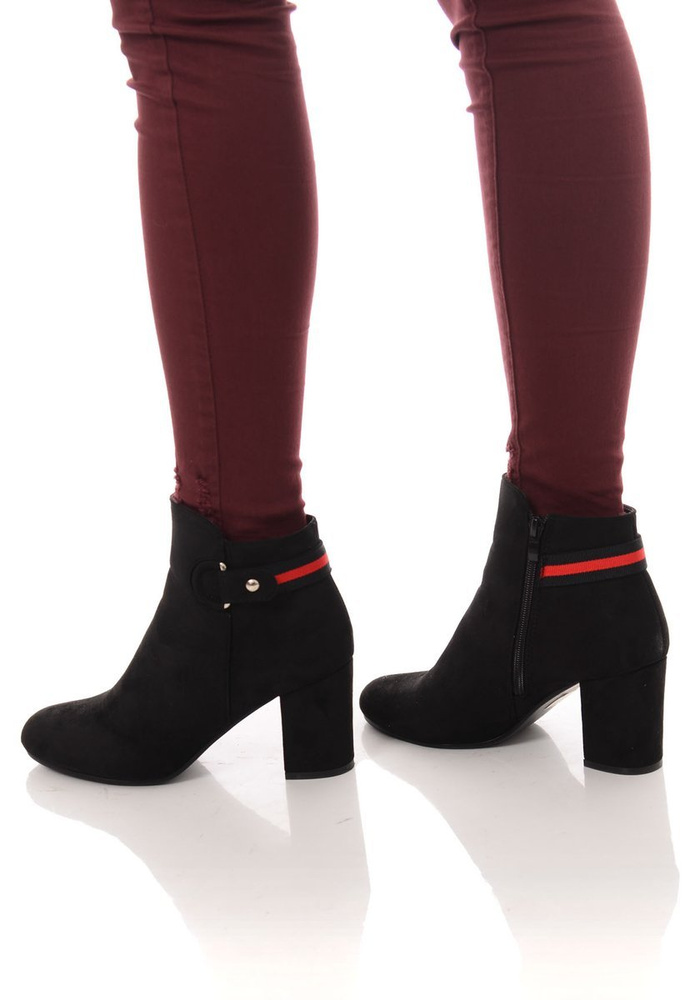 Damskie Botki Na Obcasie Czarne