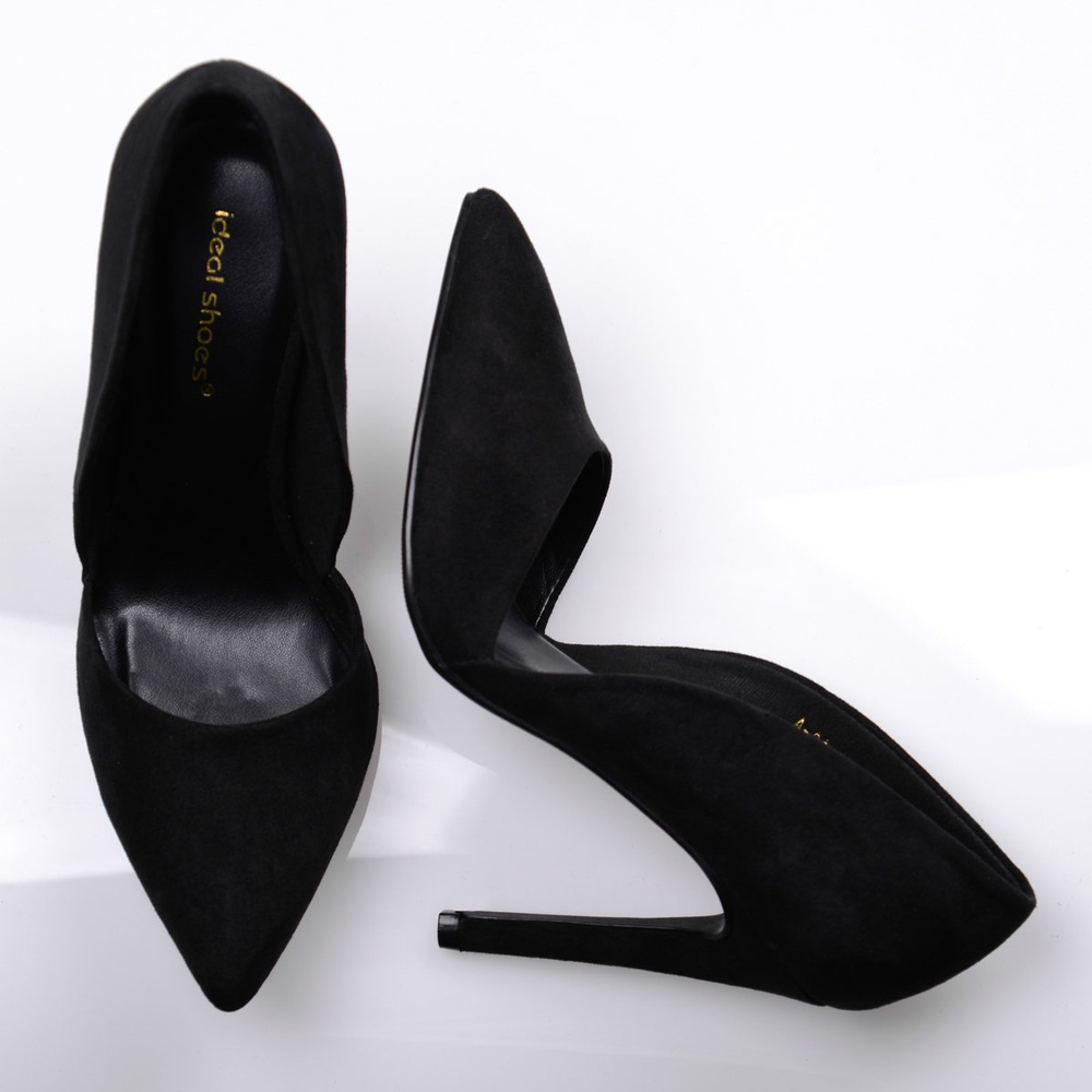 Asymetryczne Welurowe Szpilki Tola Czarne